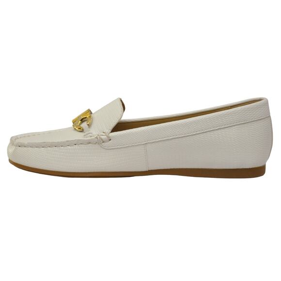 Michael Kors Reed Iguana Faux Leather Loafer Moc Moccasin Optic White 7.5 Nib - Picture 3 of 7